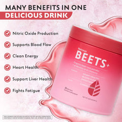 Natrava Beets+ etiqueta con ingredientes orgánicos y vitaminas visibles