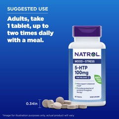Natrol botella abierta con tabletas visibles para percepción de cantidad