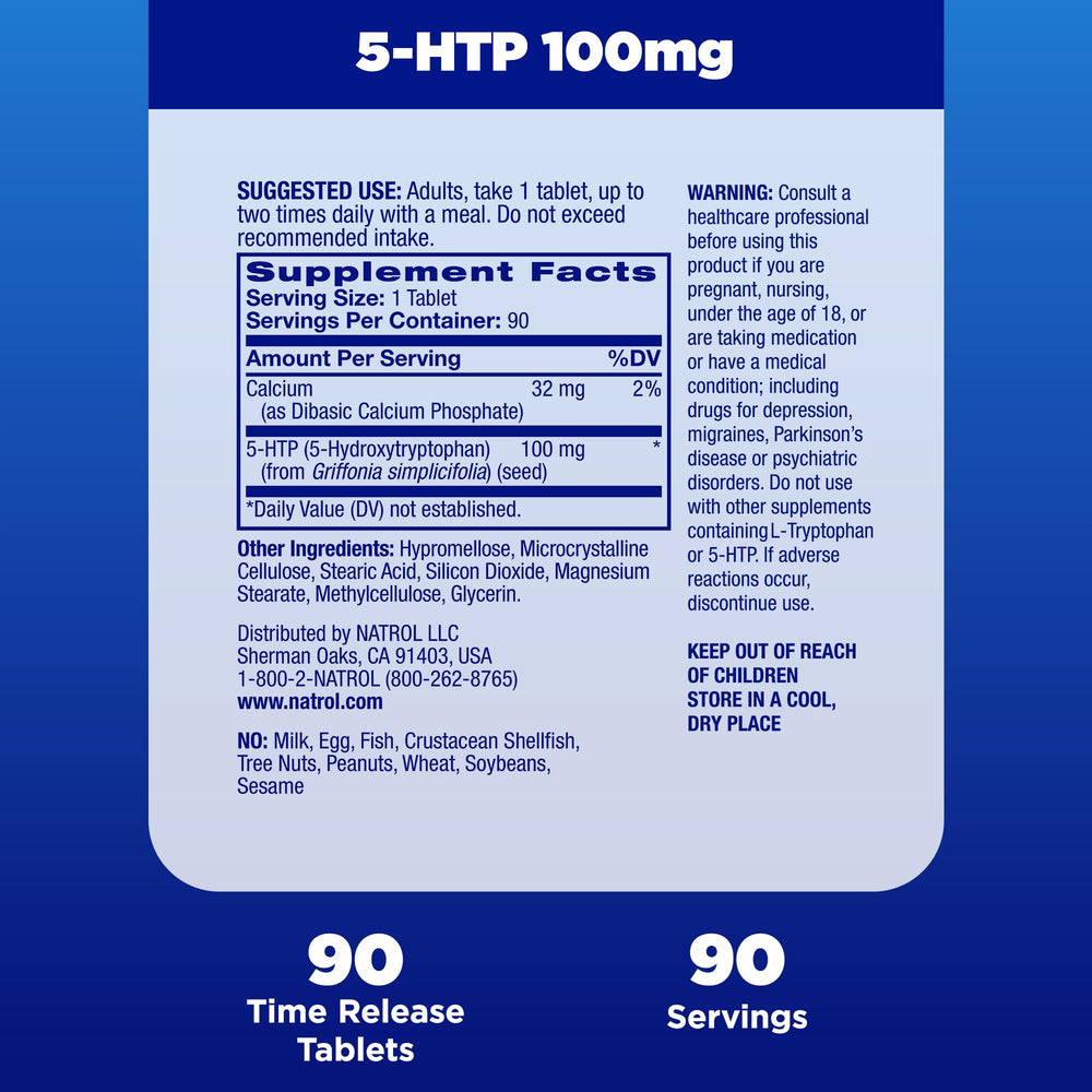 Natrol etiqueta nutricional en primer plano destacando ingredientes y alérgenos