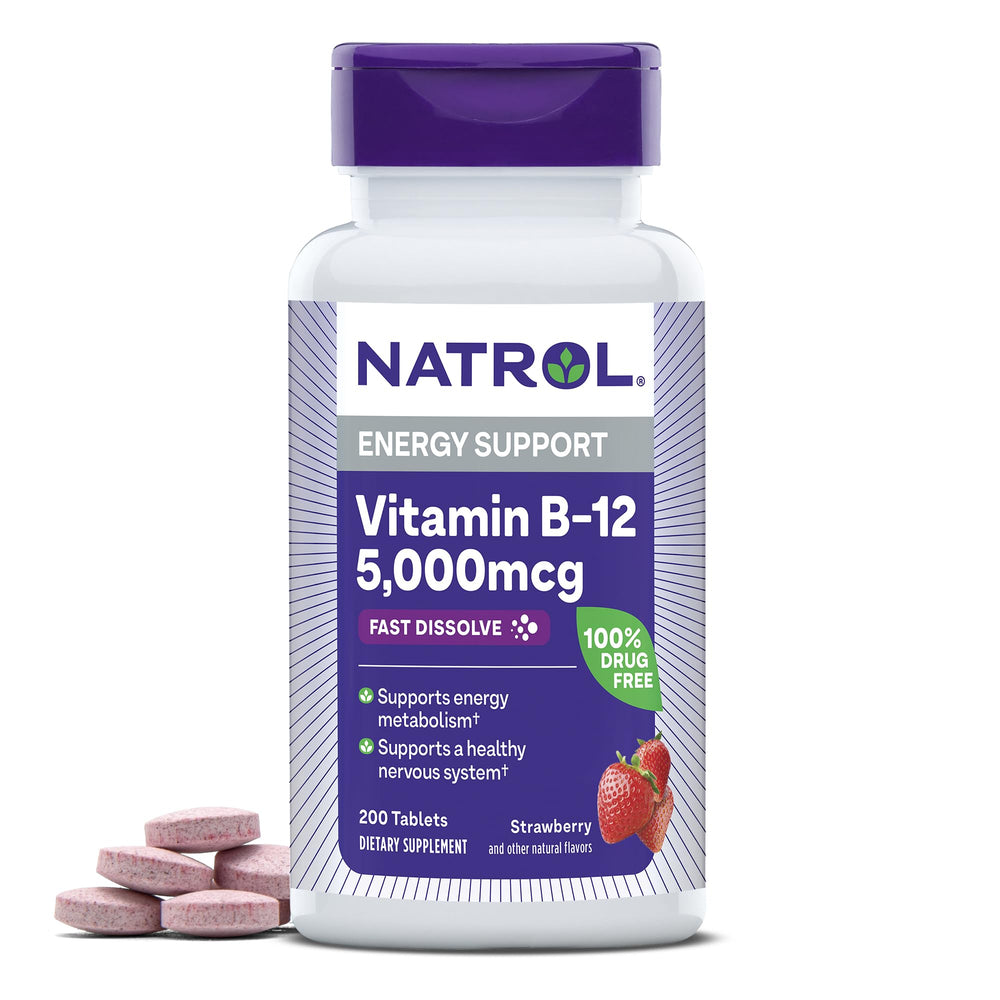 Natrol botella frontal con etiqueta clara y beneficio de energía