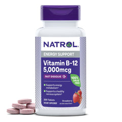 Natrol botella frontal con etiqueta clara y beneficio de energía