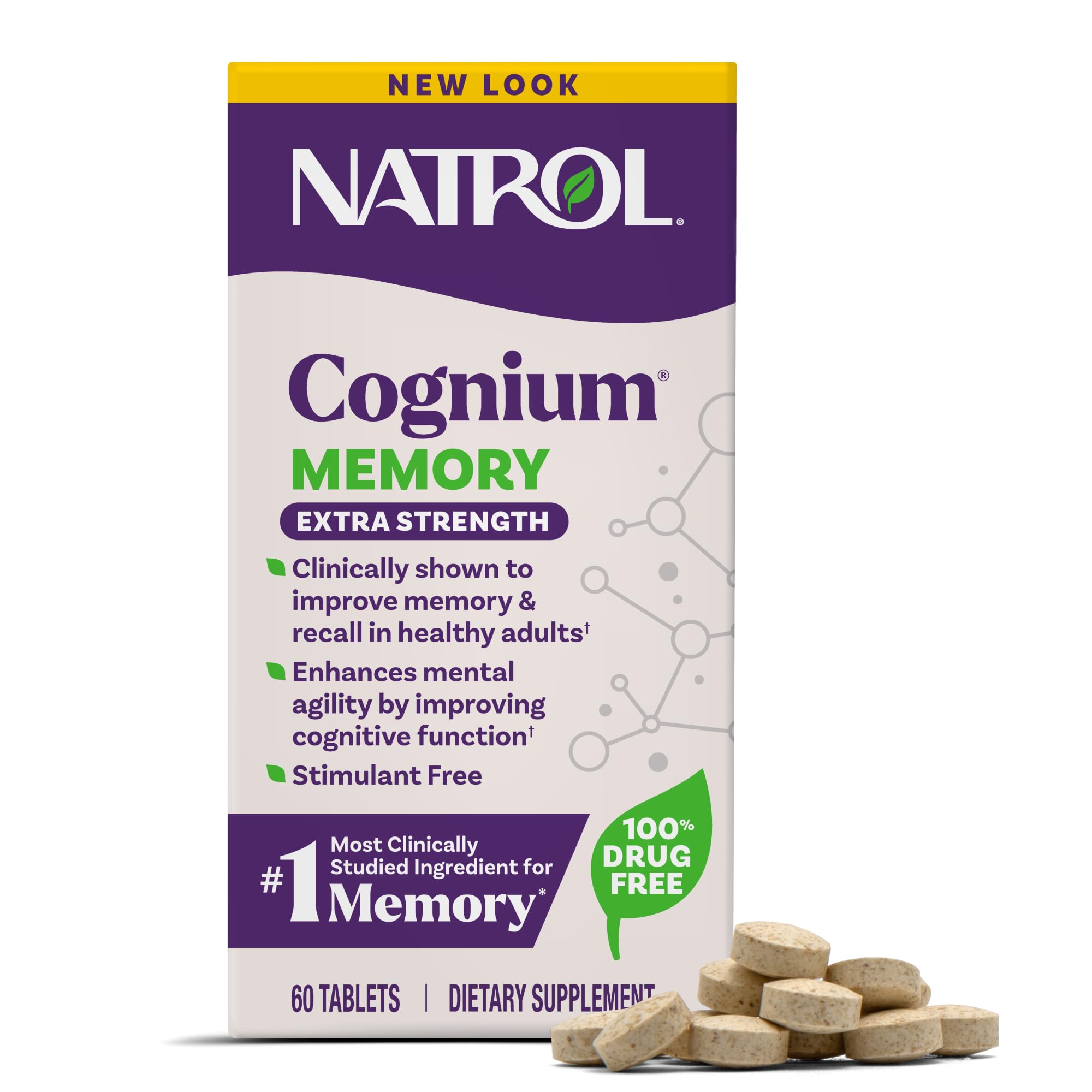 Natrol envase frontal mostrando Cognium para fácil identificación y elección