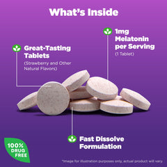 Natrol comprimido de rápida disolución en primer plano, muestra textura útil