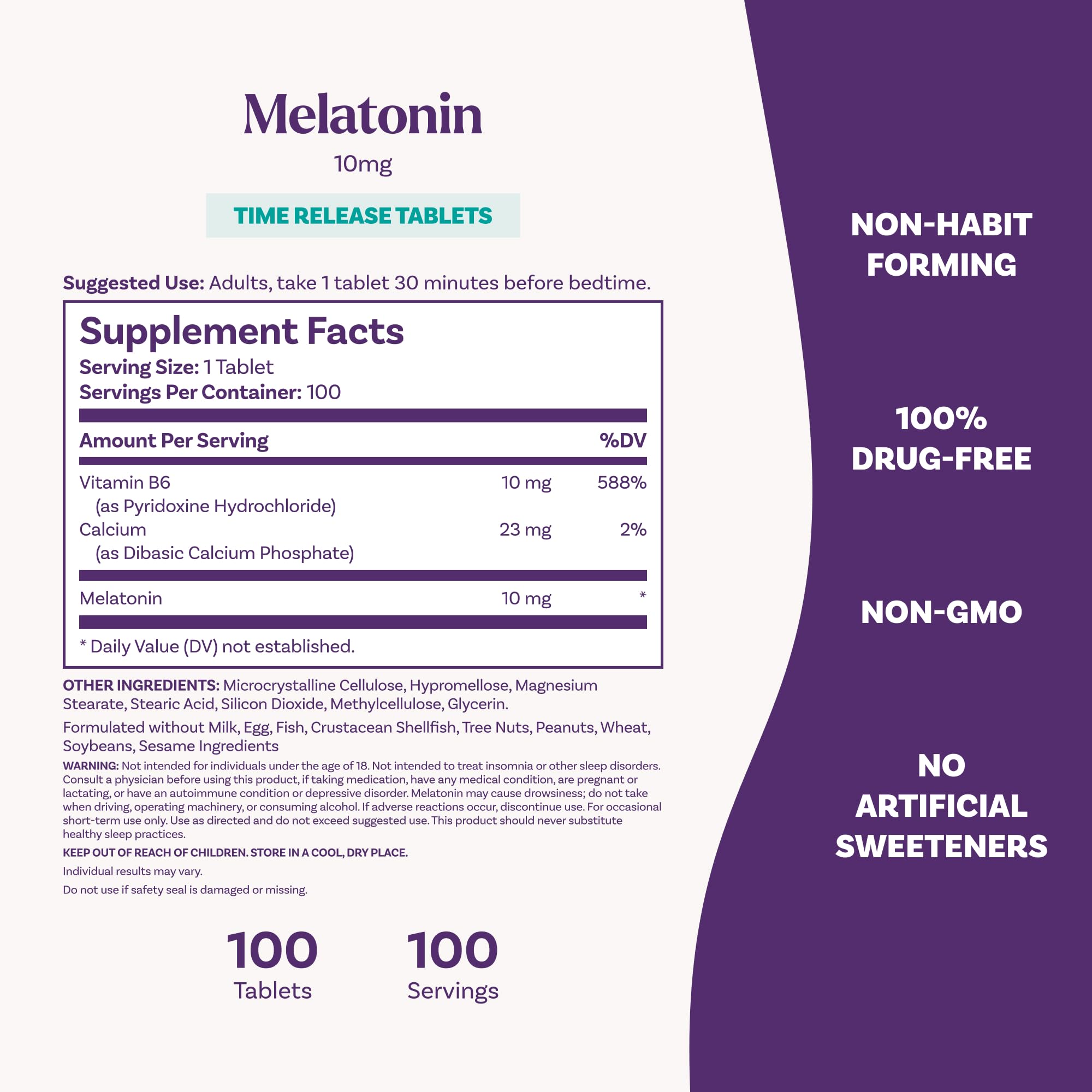 Natrol etiqueta con ingredientes y vitamina B6 como beneficio apoyo adicional