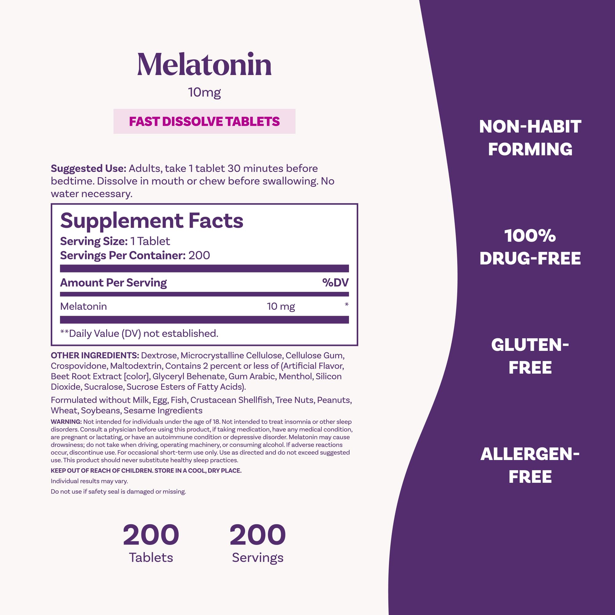 Natrol etiqueta nutricional destacando información clara y dosificación