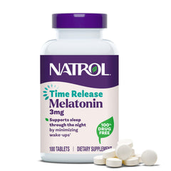 Natrol envase frontal mostrando 100 tabletas y dosificación clara