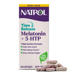Natrol vista frontal del empaque mostrando la fórmula para dormir