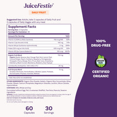 Natrol JuiceFestiv cápsula en mano para mostrar tamaño y facilidad de ingestión
