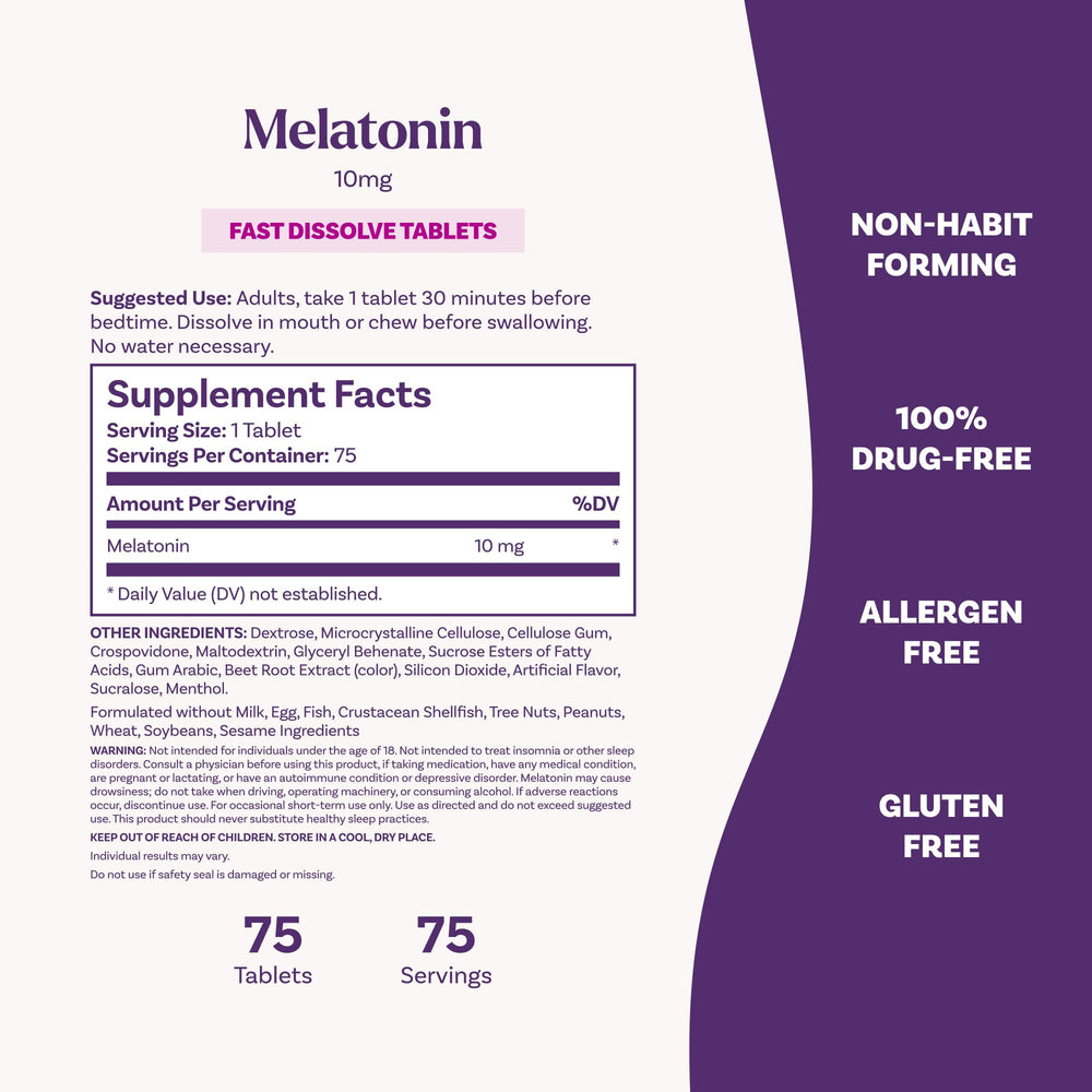 Etiqueta de Natrol Melatonin con ingredientes y dosificación clara para decisiones informadas