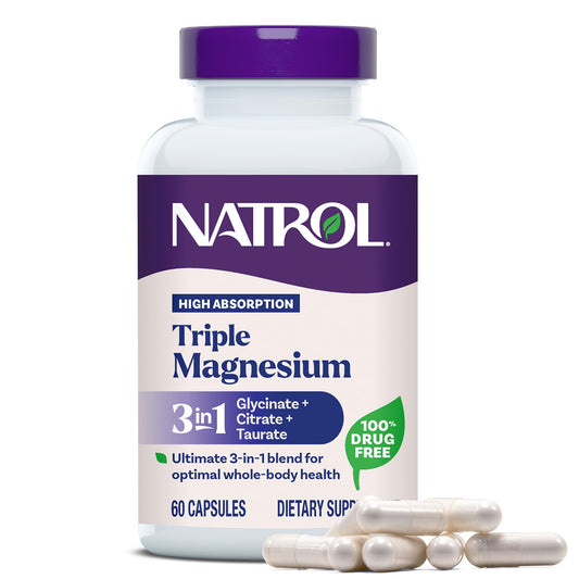 Natrol frasco frontal mostrando 60 cápsulas y diseño claro para identificación