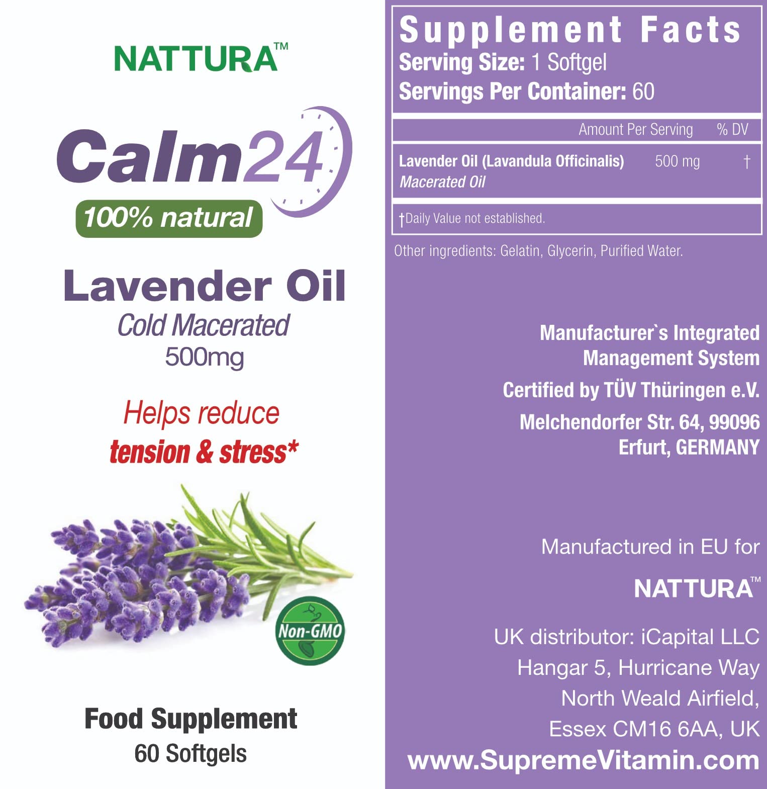Nattura gota de aceite de lavanda con textura pura y natural