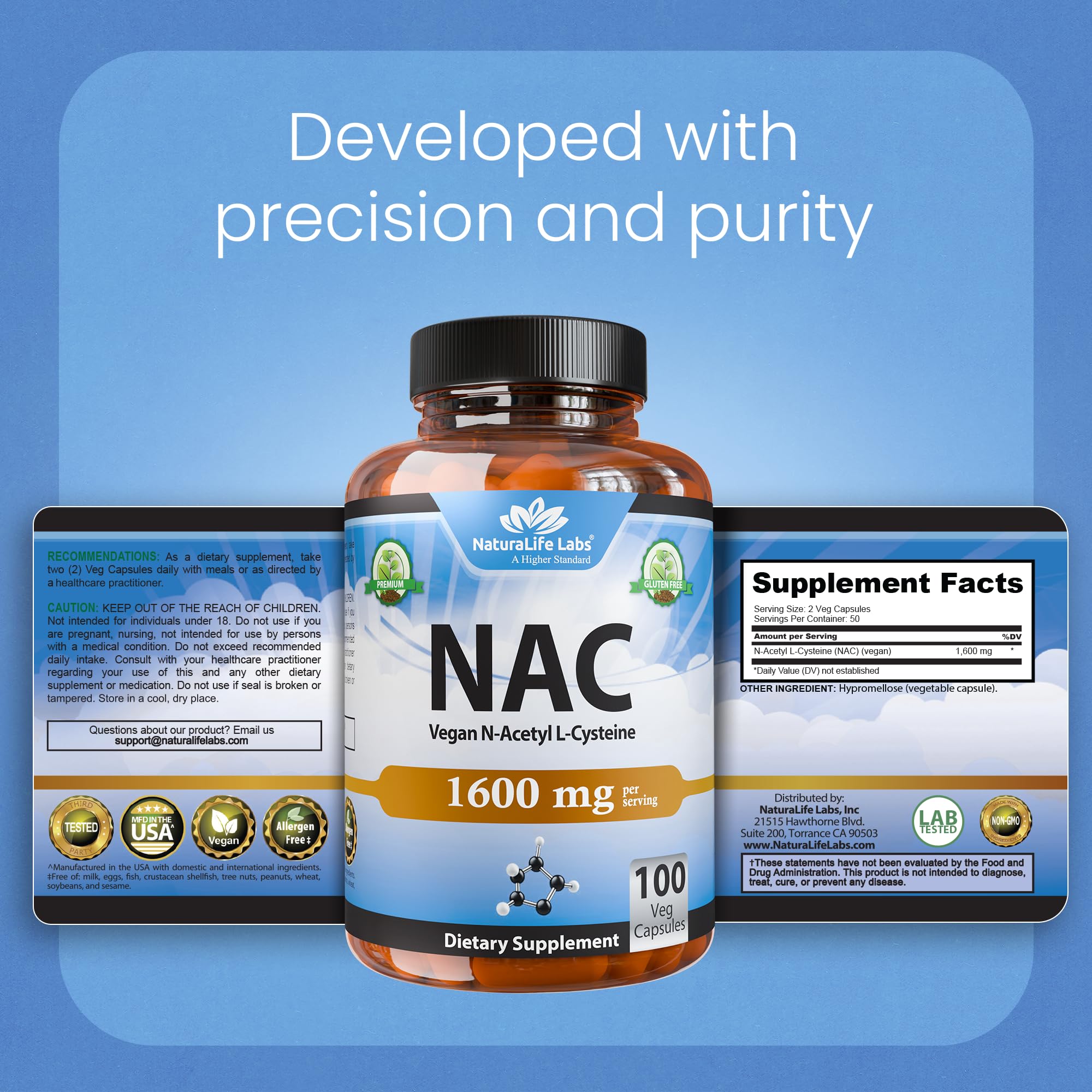 NaturaLife Labs frasco sobre fondo blanco presentación profesional