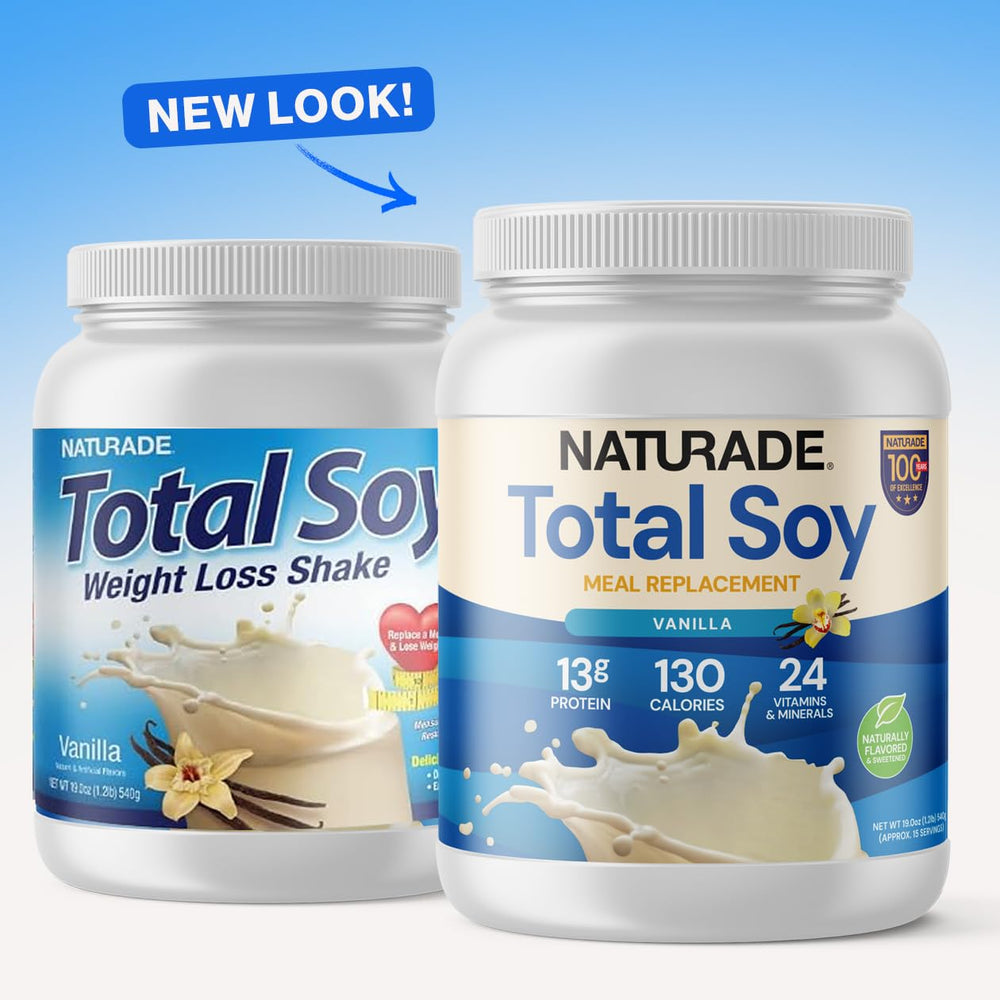 Naturade Total Soy comparación de tamaño del envase para planificar raciones
