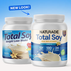 Naturade Total Soy comparación de tamaño del envase para planificar raciones