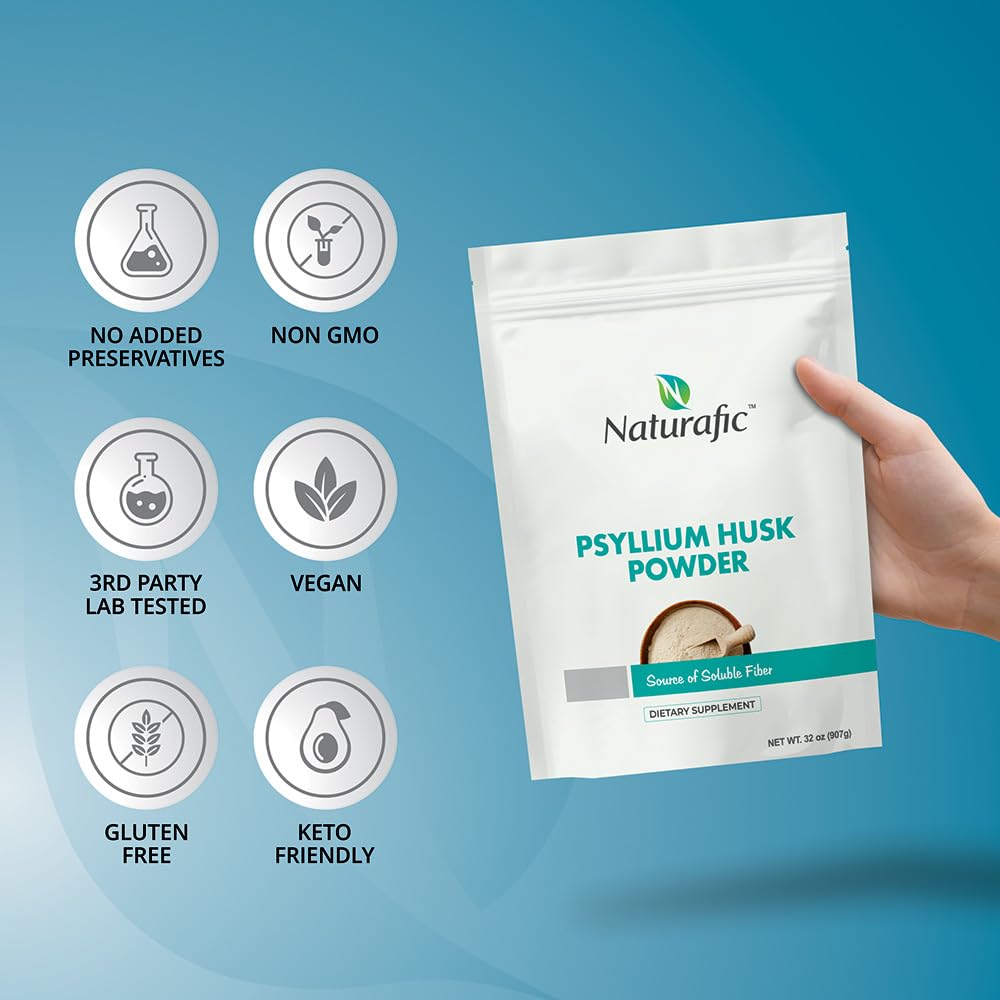 Naturafic psyllium disuelto en vaso para digestión cómoda