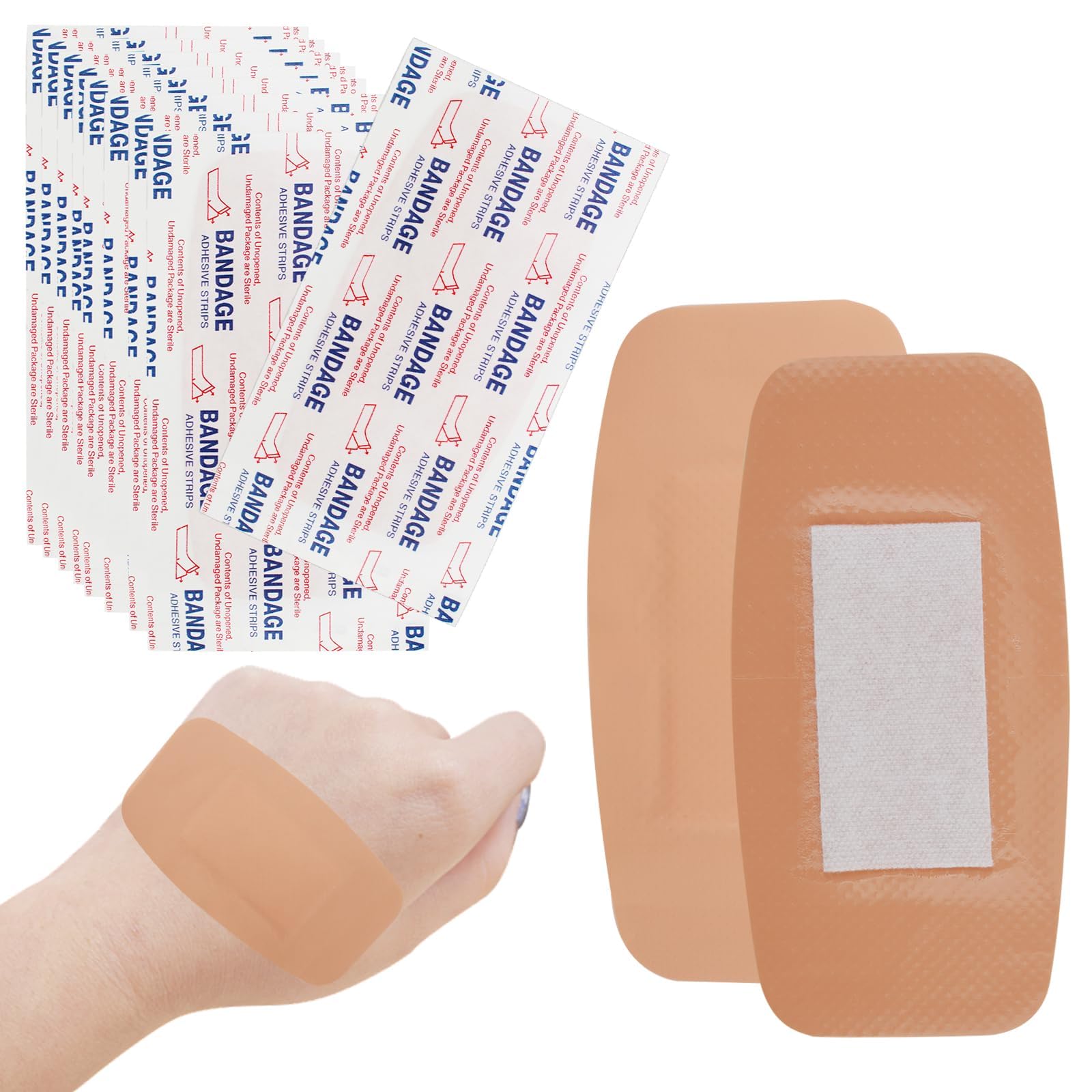 Naturahand empaque frontal con 100 apósitos, gran suministro para botiquín