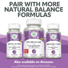 Primer plano de la etiqueta de Natural Balance Colon Clenz con lista de ingredientes clara