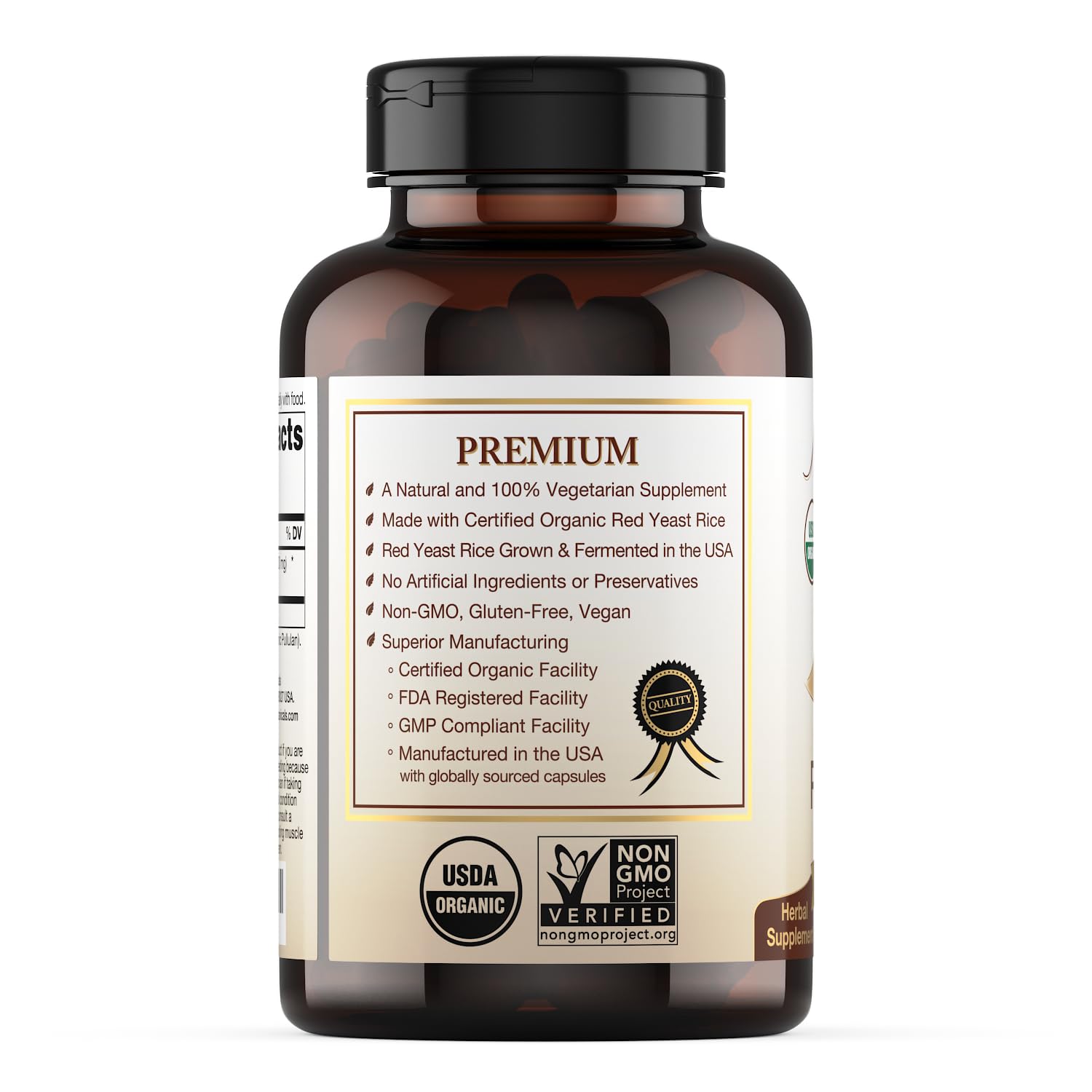 Etiqueta Natural Choice Botanicals con sellos orgánico y Non-GMO visibles