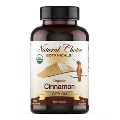 Natural Choice Botanicals frasco frontal mostrando la etiqueta y beneficio orgánico