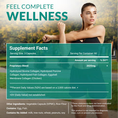 Natural Elements Multicolageno 180, envase abierto revelando cápsulas fáciles de tragar.