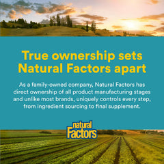 Natural Factors frasco en ambiente saludable que transmite producción local