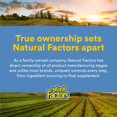 Natural Factors frasco junto a ingredientes naturales en ambiente de cocina