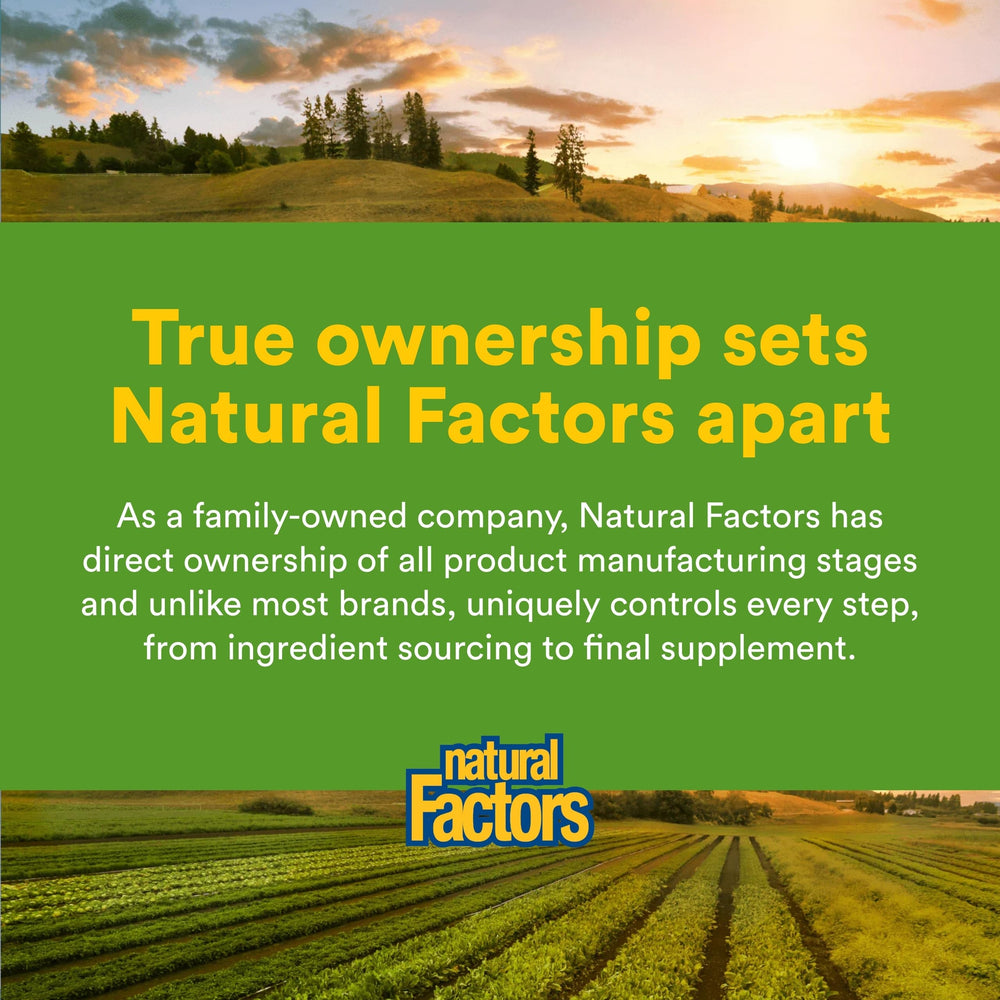 Natural Factors producto en mesa de desayuno, ideal para rutina diaria de bienestar