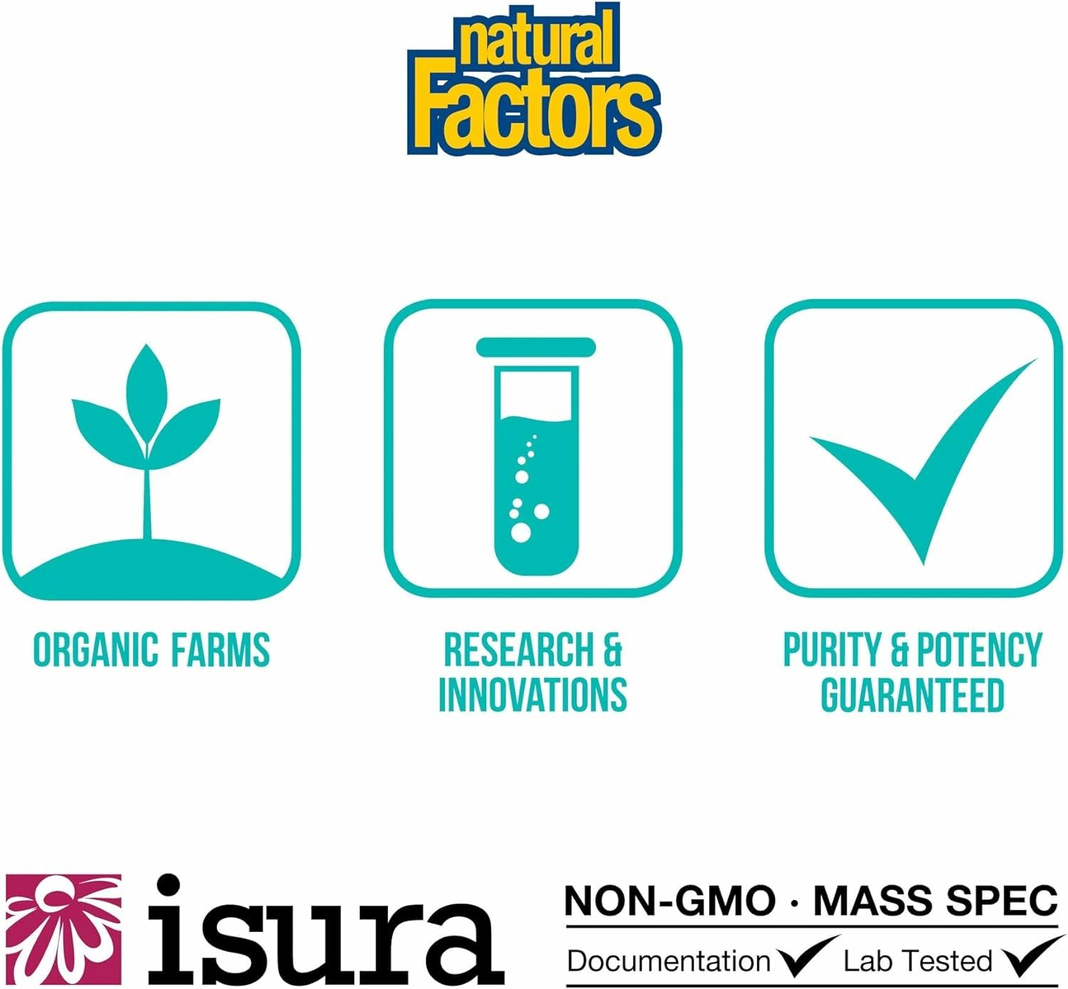 Natural Factors ingredientes en polvo acercamiento destacando pureza