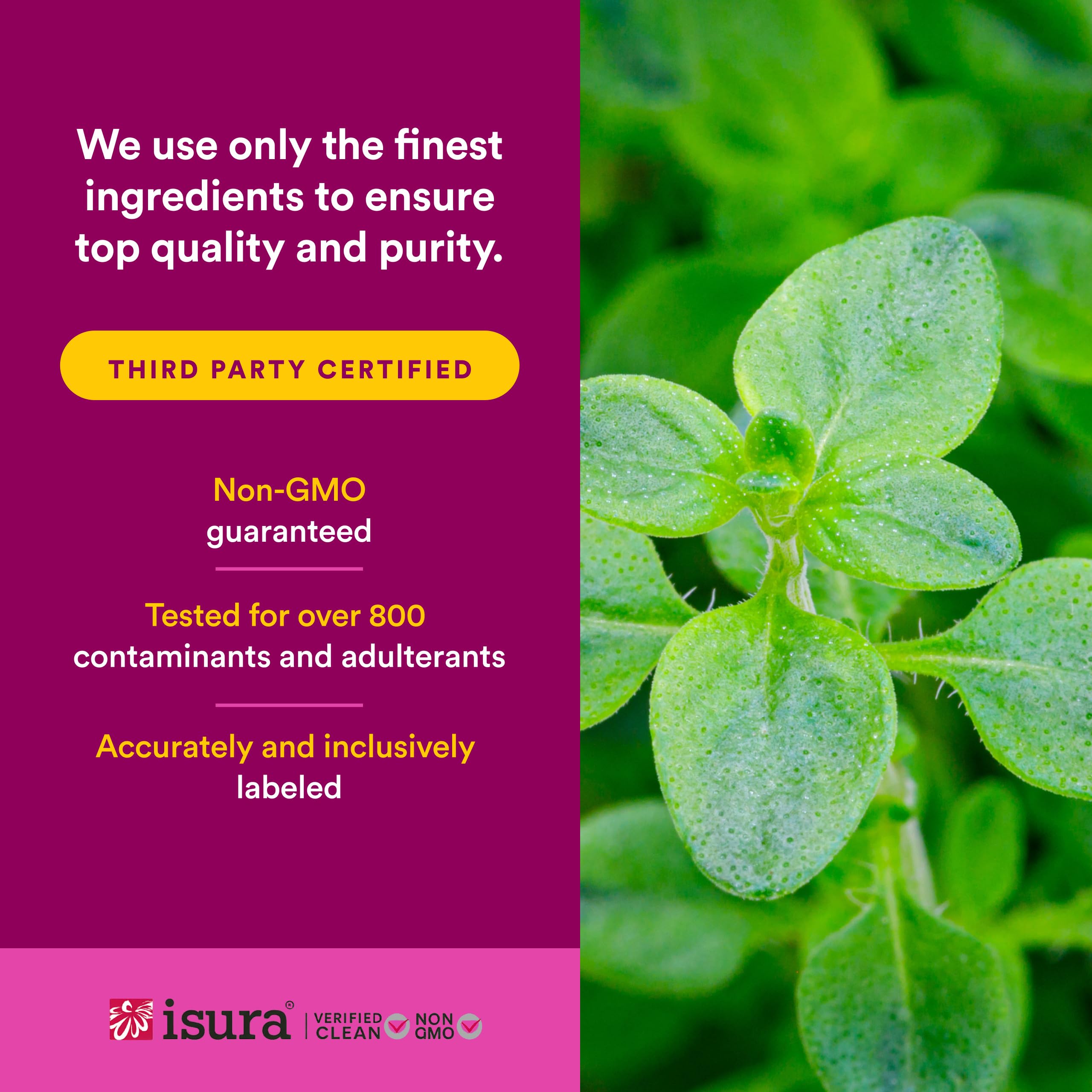 Natural Factors etiqueta con lista de ingredientes y garantías
