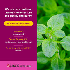 Natural Factors etiqueta con lista de ingredientes y garantías