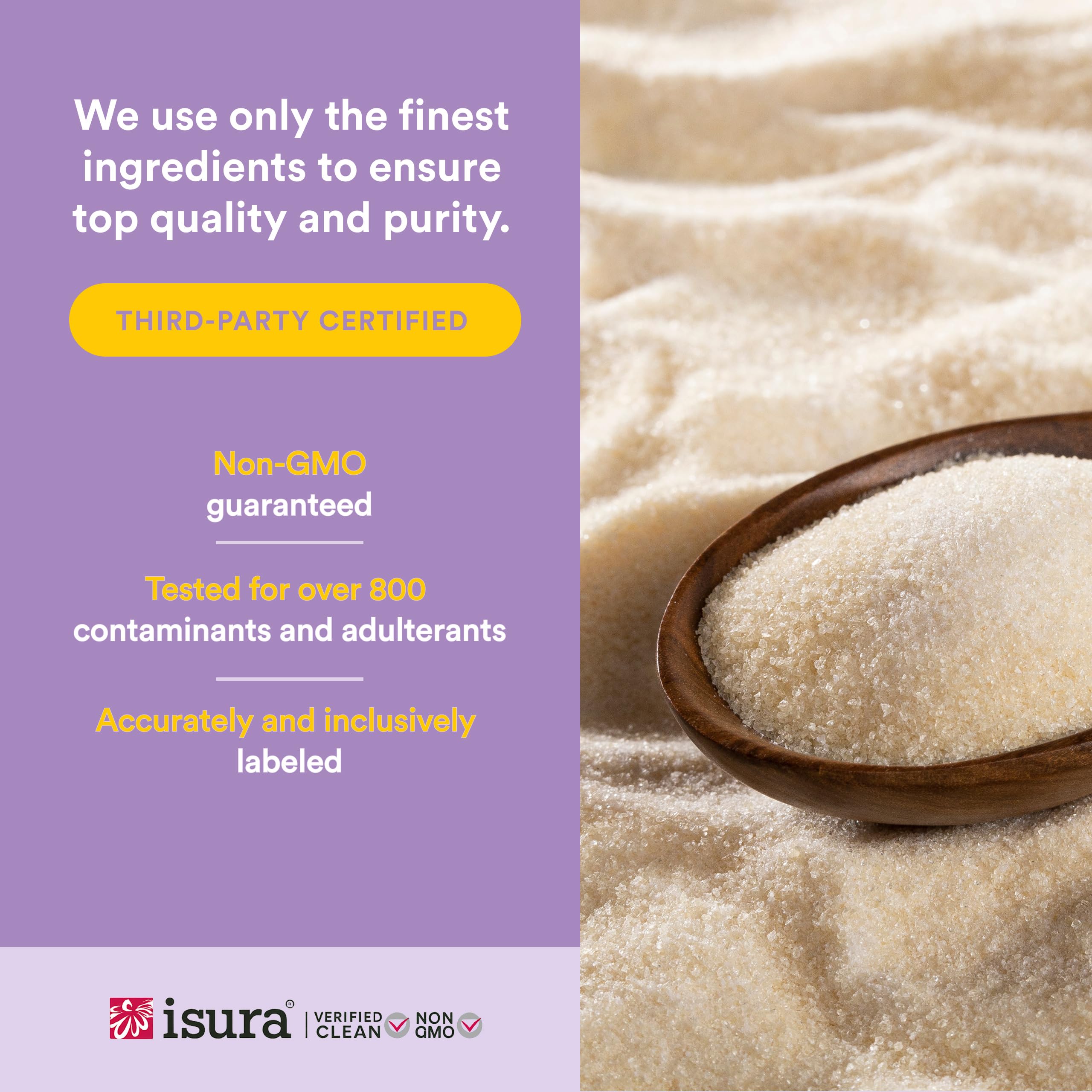 Etiqueta de Natural Factors con lista de ingredientes y certificaciones visibles
