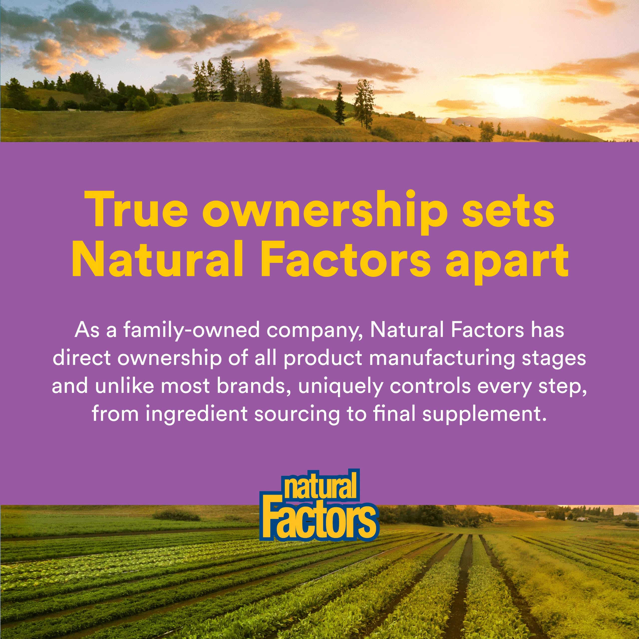 Natural Factors etiqueta con sello ISURA y certificaciones que aseguran pureza