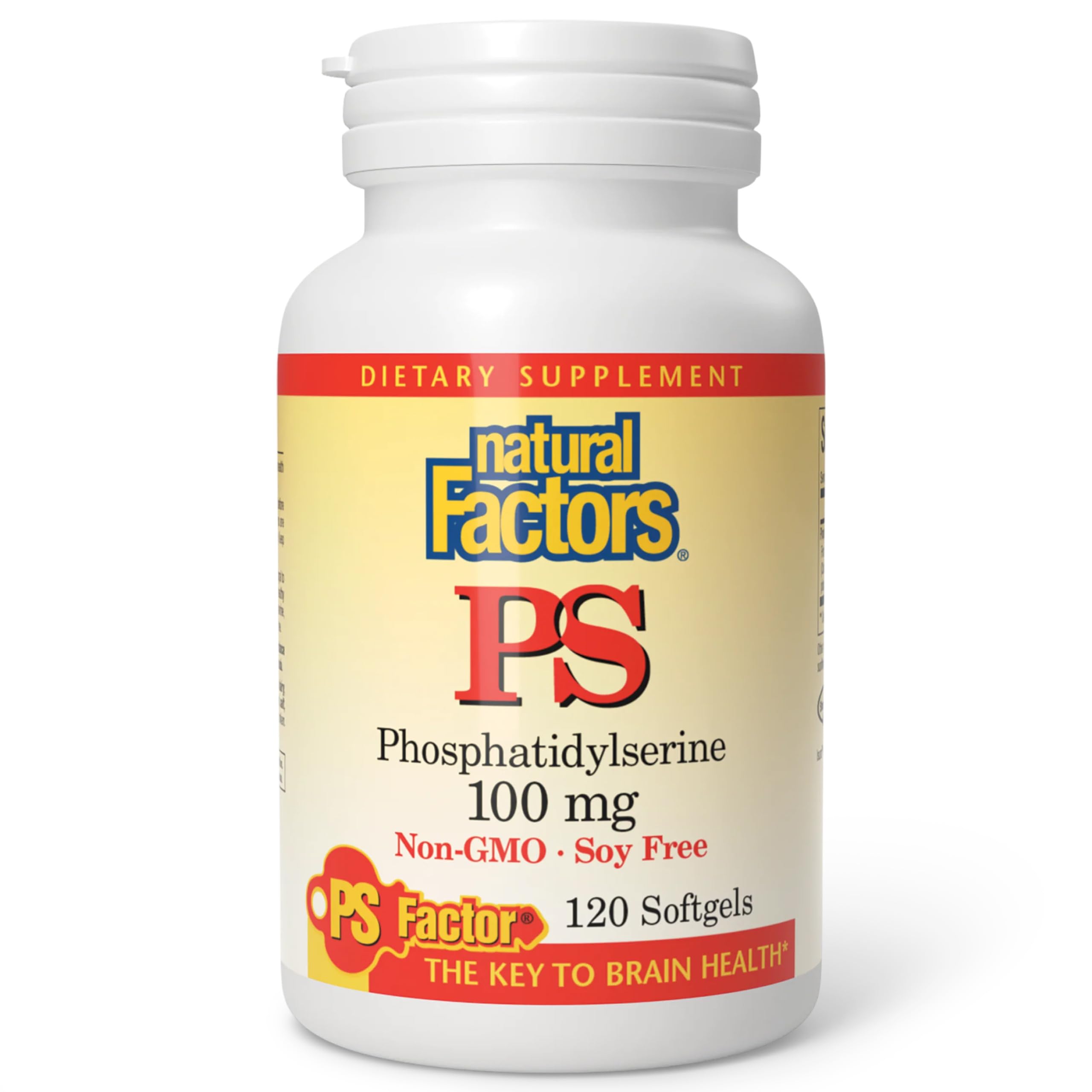 Natural Factors envase frontal mostrando 120 softgels para fácil identificación y confianza