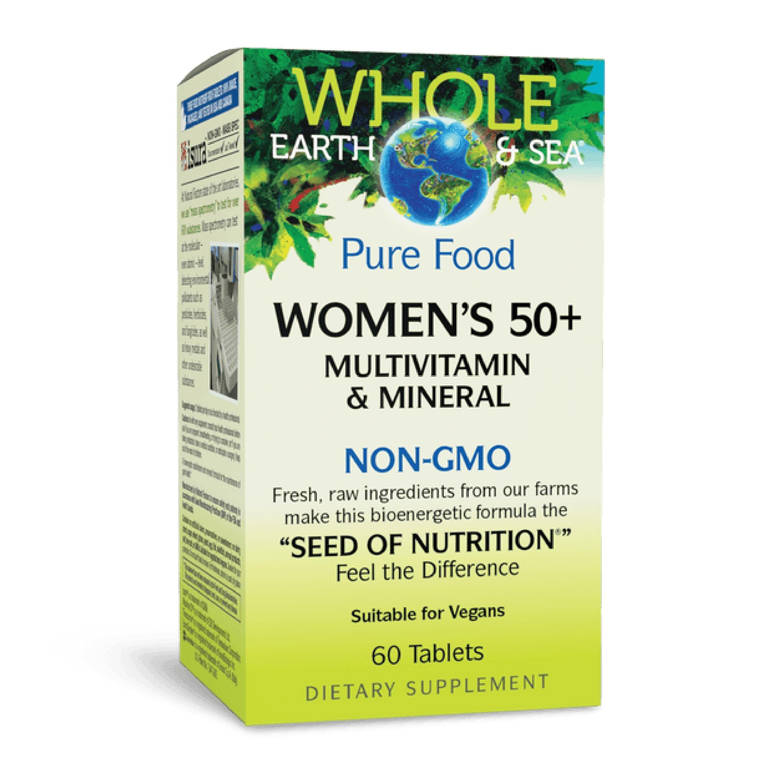 Natural Factors envase frontal mostrando formula para mujeres 50+ y calma