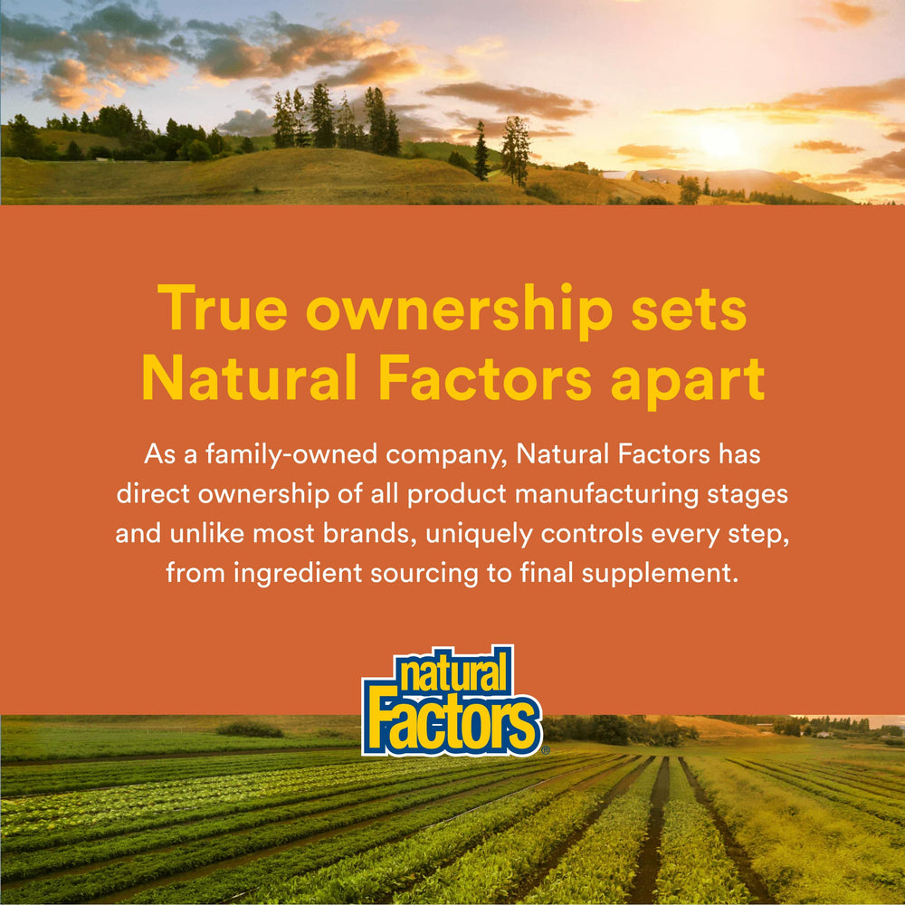 Natural Factors sello de certificación que transmite pureza y confianza
