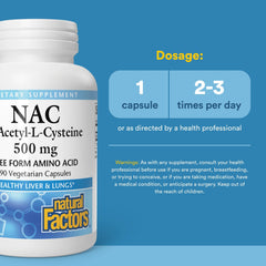 Natural Factors polvo fino de NAC abierto indicando pureza del producto