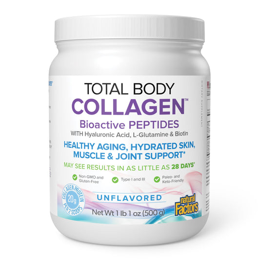 Natural Factors envase frontal del producto mostrando etiqueta clara y beneficios