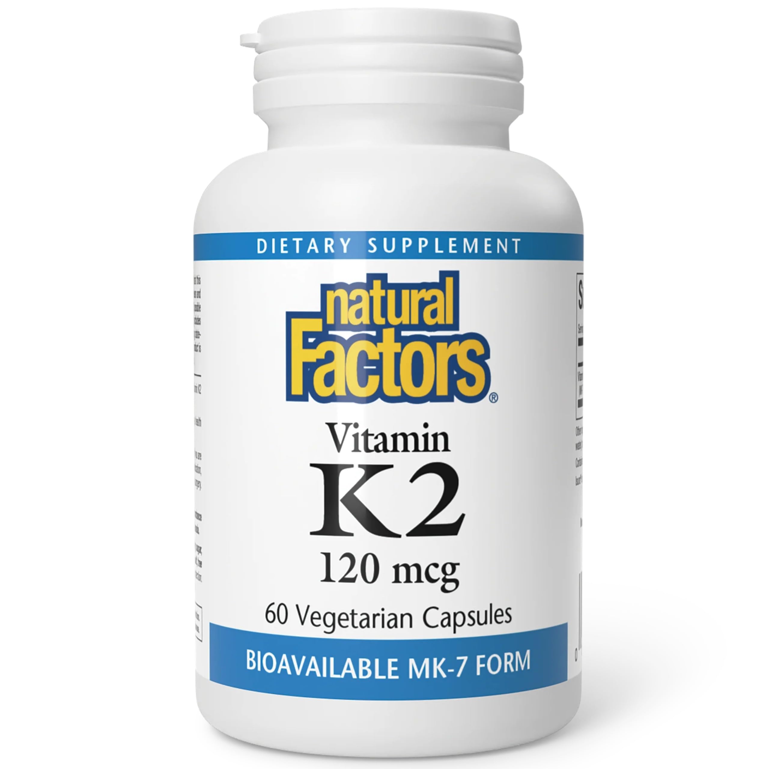 Natural Factors frasco frente mostrando 60 cápsulas y beneficios de salud
