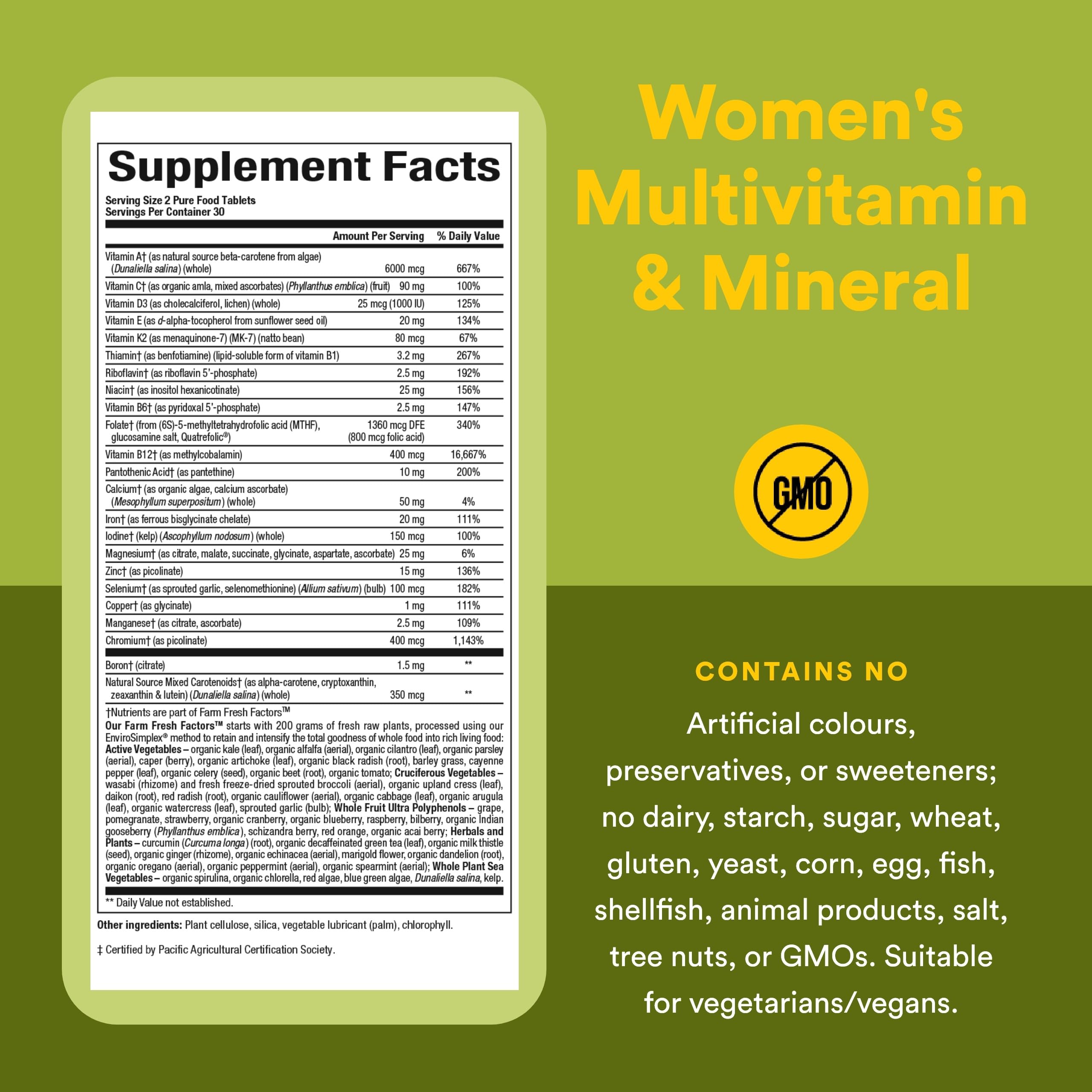 Natural Factors etiqueta con información nutricional clara y completa