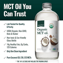 Natural Force textura del aceite MCT en cerca que muestra consistencia ligera