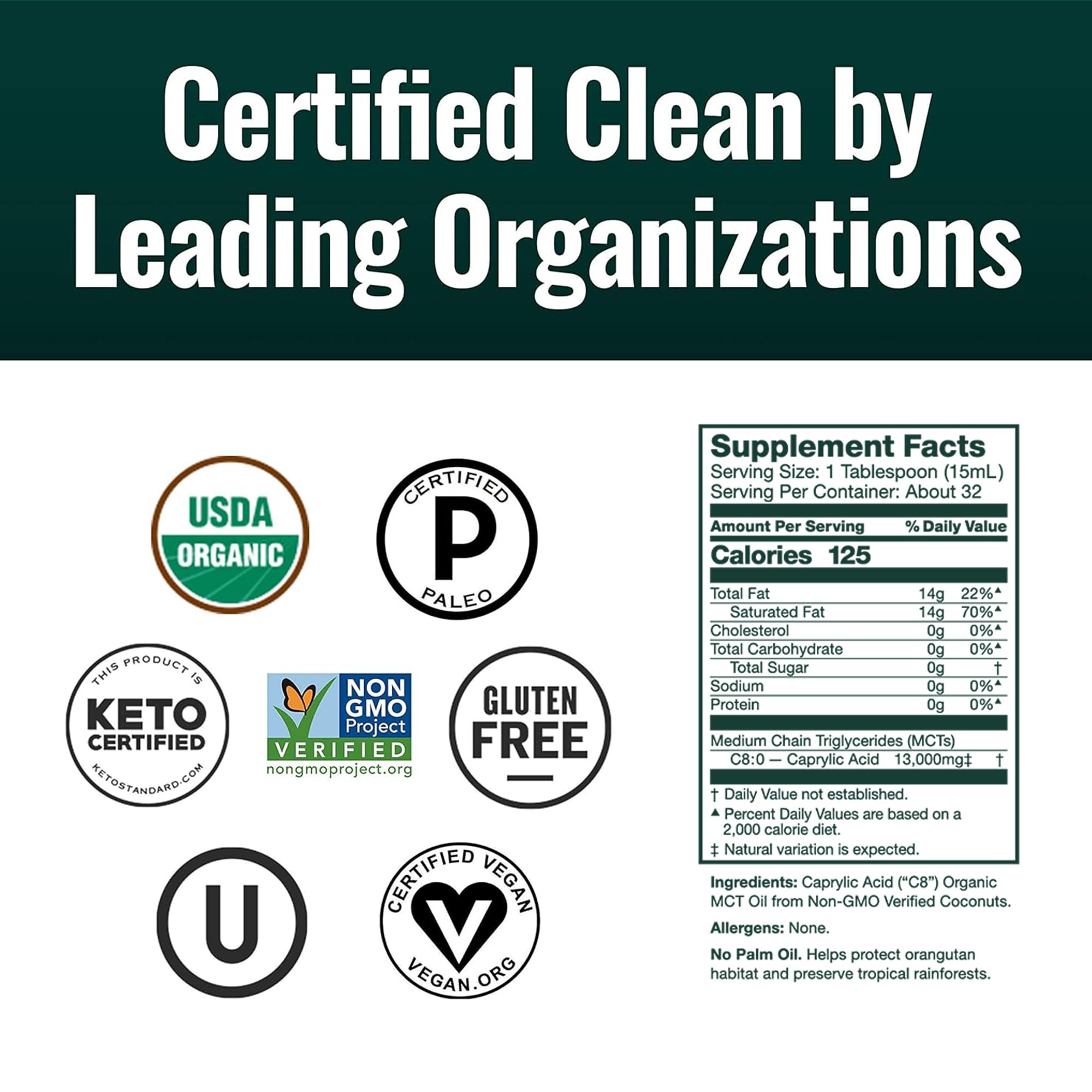 Natural Force etiqueta con certificaciones orgánicas y non-GMO visibles