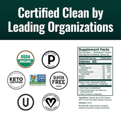 Natural Force etiqueta con certificaciones orgánicas y non-GMO visibles