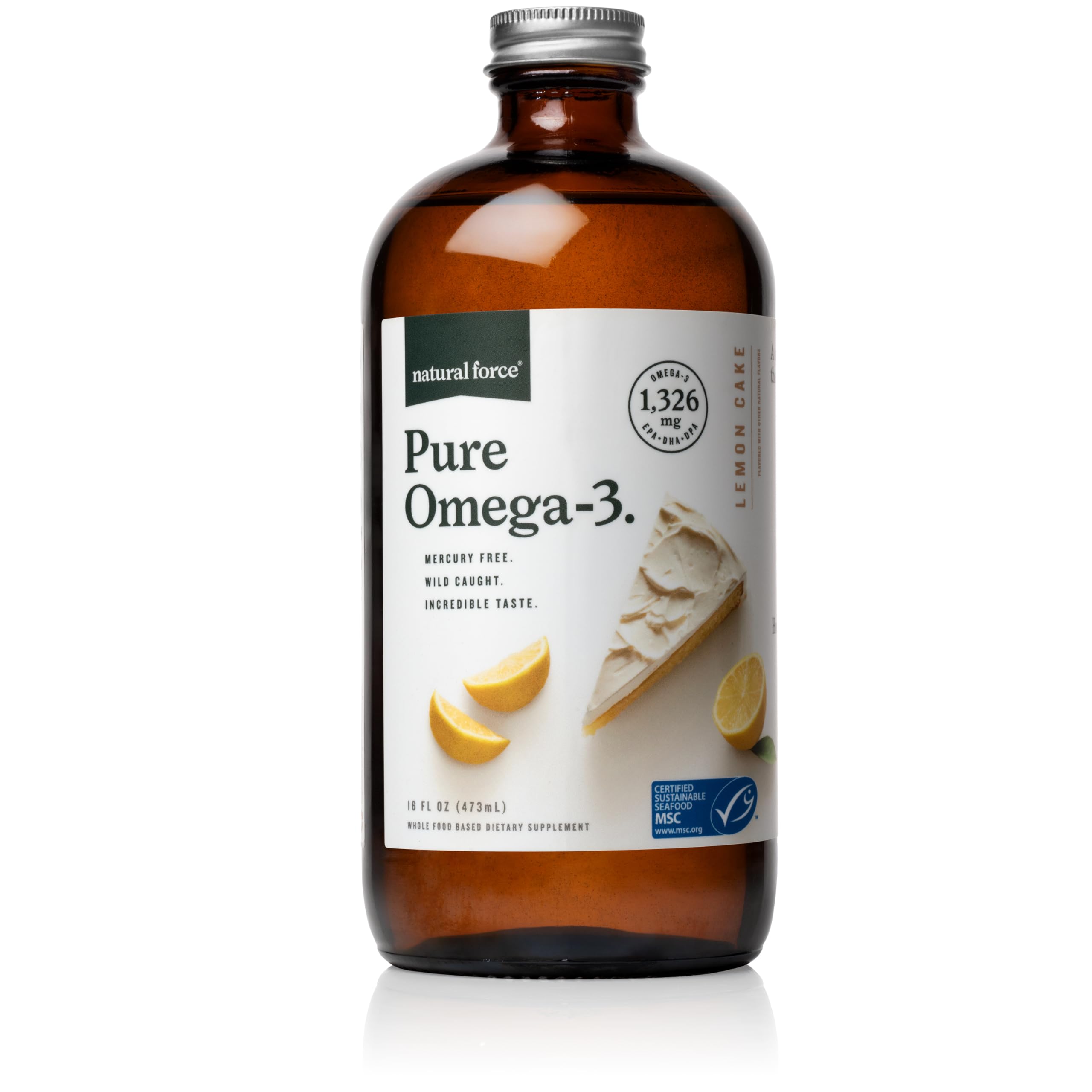 Natural Force frasco de vidrio ámbar protegiendo omega 3