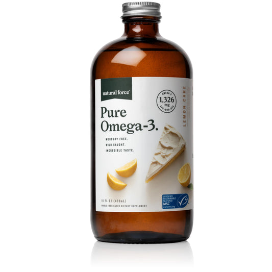 Natural Force frasco de vidrio ámbar protegiendo omega 3
