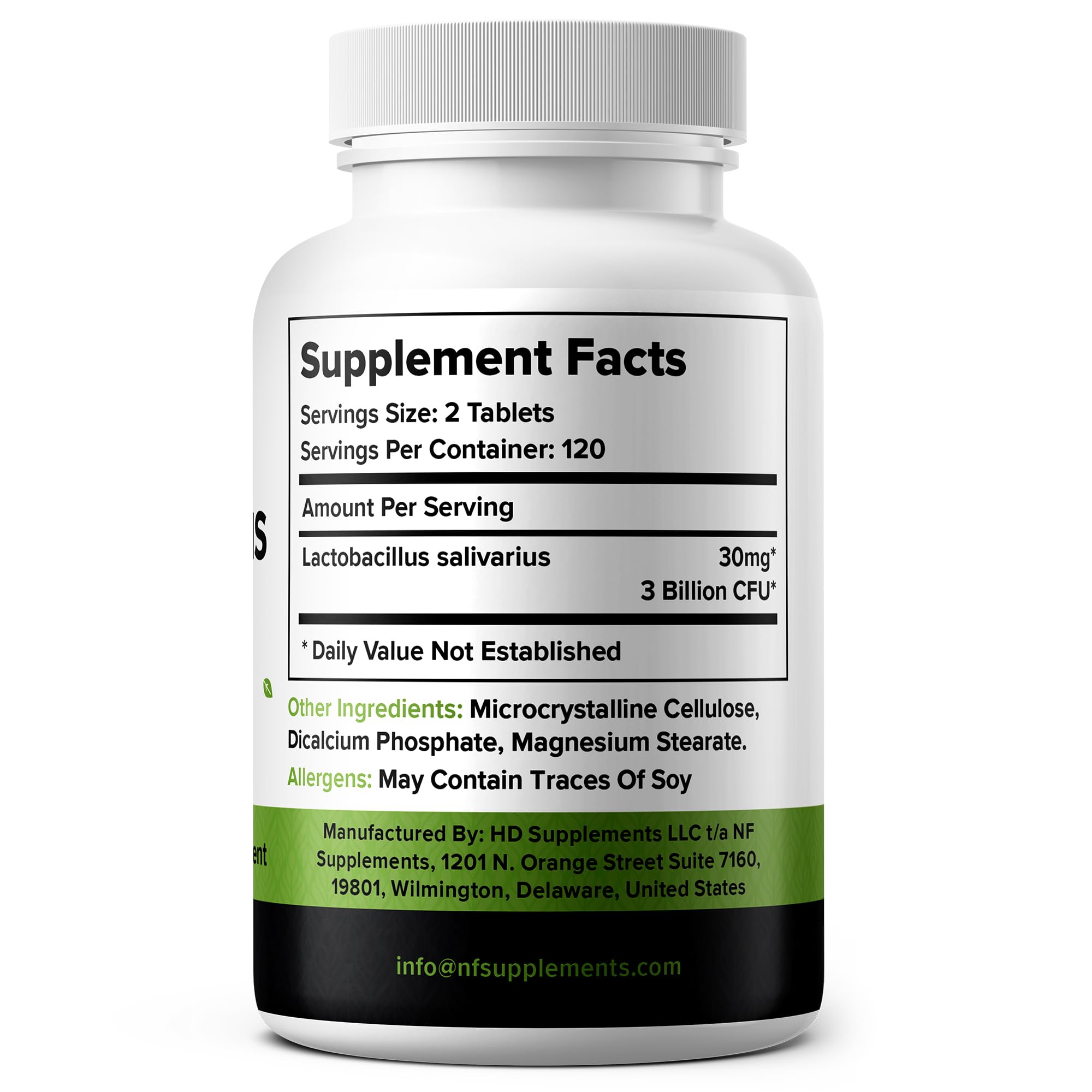 Etiqueta nutricional de Natural Foundation mostrando la cepa LS97 y 3B UFC