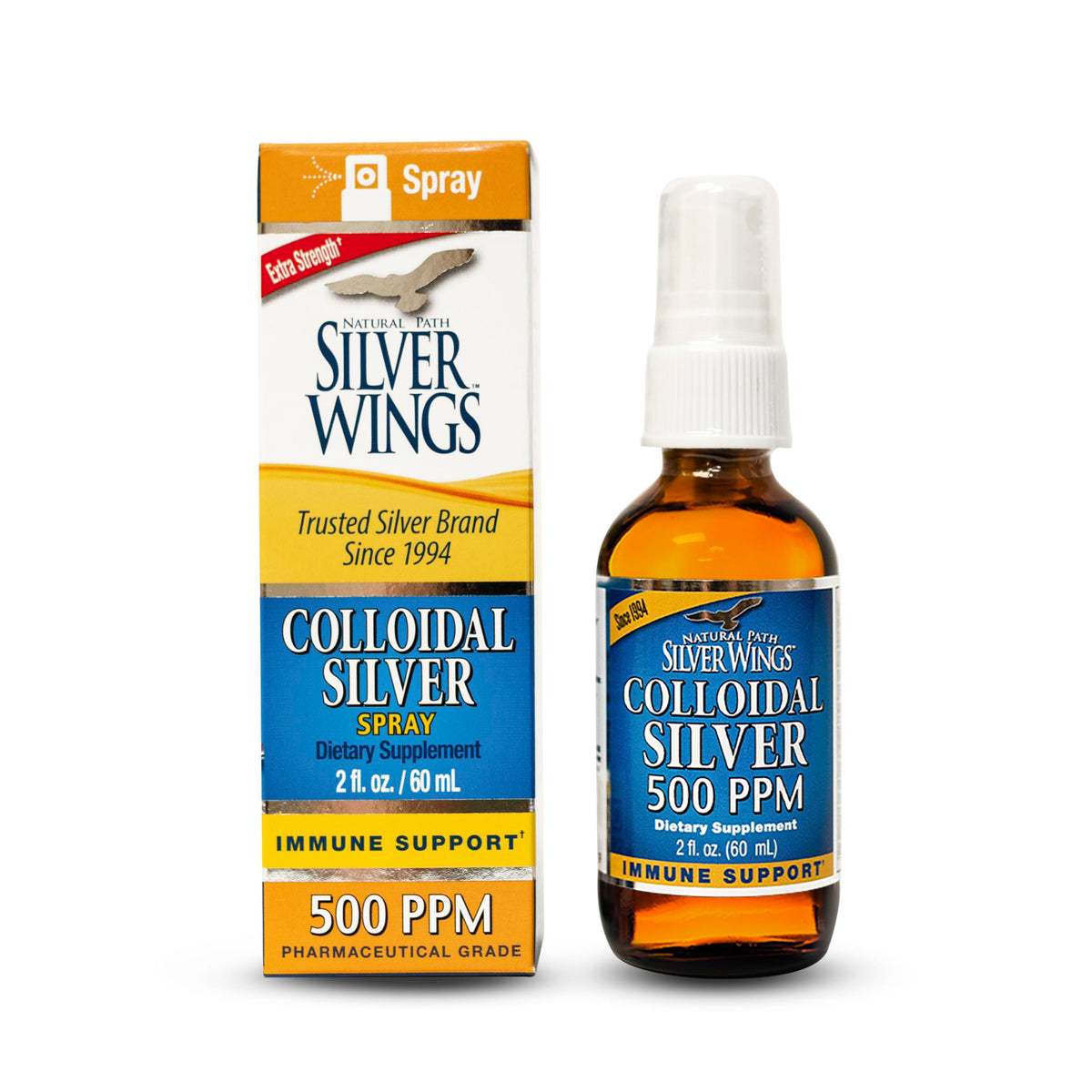 Natural Path Silver Wings frasco frontal mostrando spray y diseño, facilita transporte