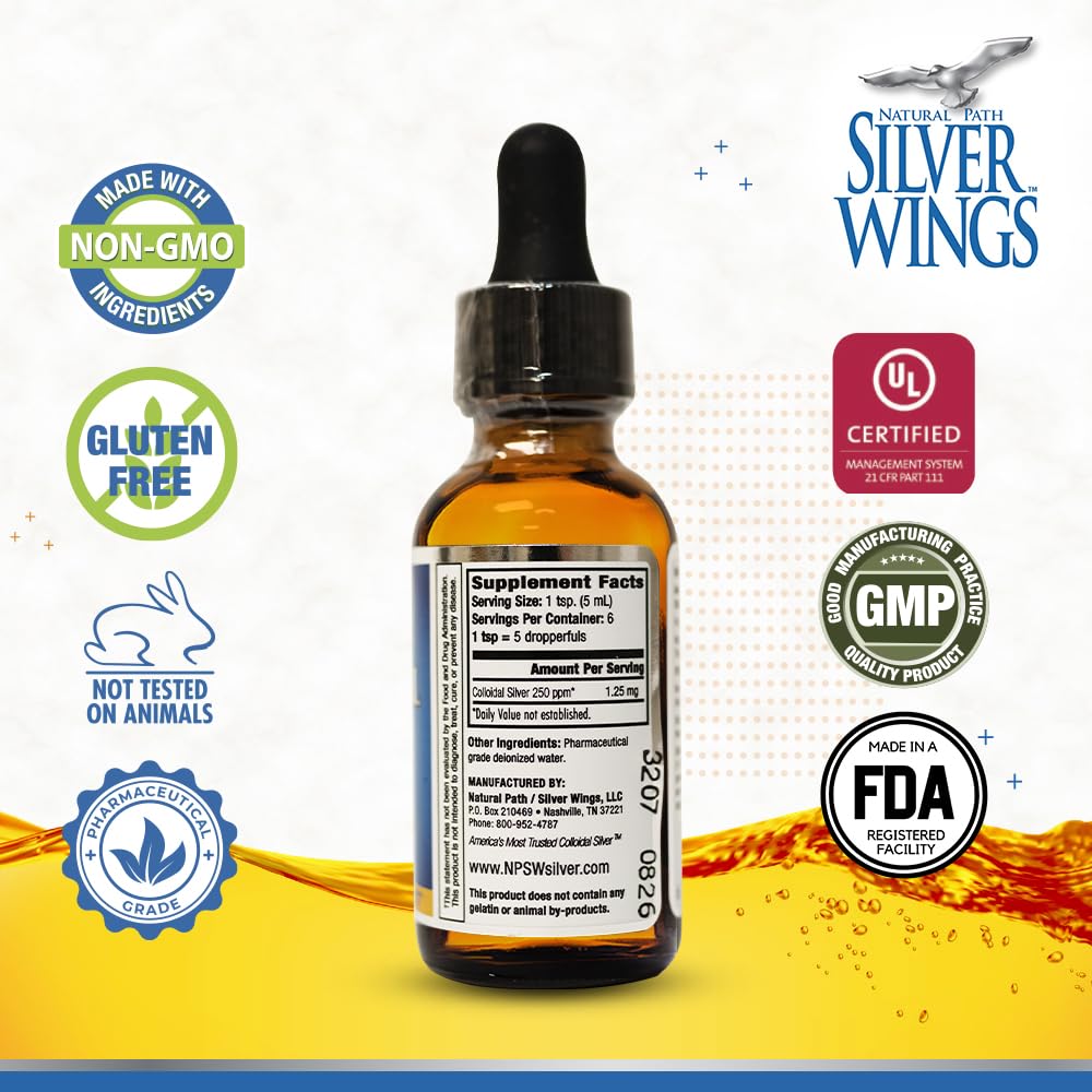 Natural Path Silver Wings primer plano del gotero que facilita una dosificación precisa