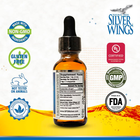 Natural Path Silver Wings primer plano del gotero que facilita una dosificación precisa