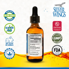 Natural Path Silver Wings primer plano de la textura líquida que muestra partículas finas y pureza
