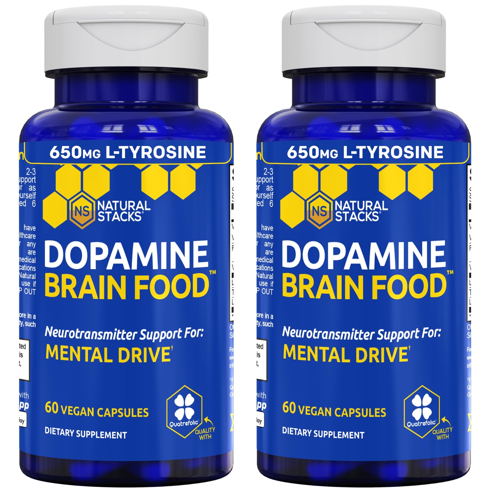 NATURAL STACKS frasco delante que muestra la etiqueta y beneficio de apoyo cognitivo
